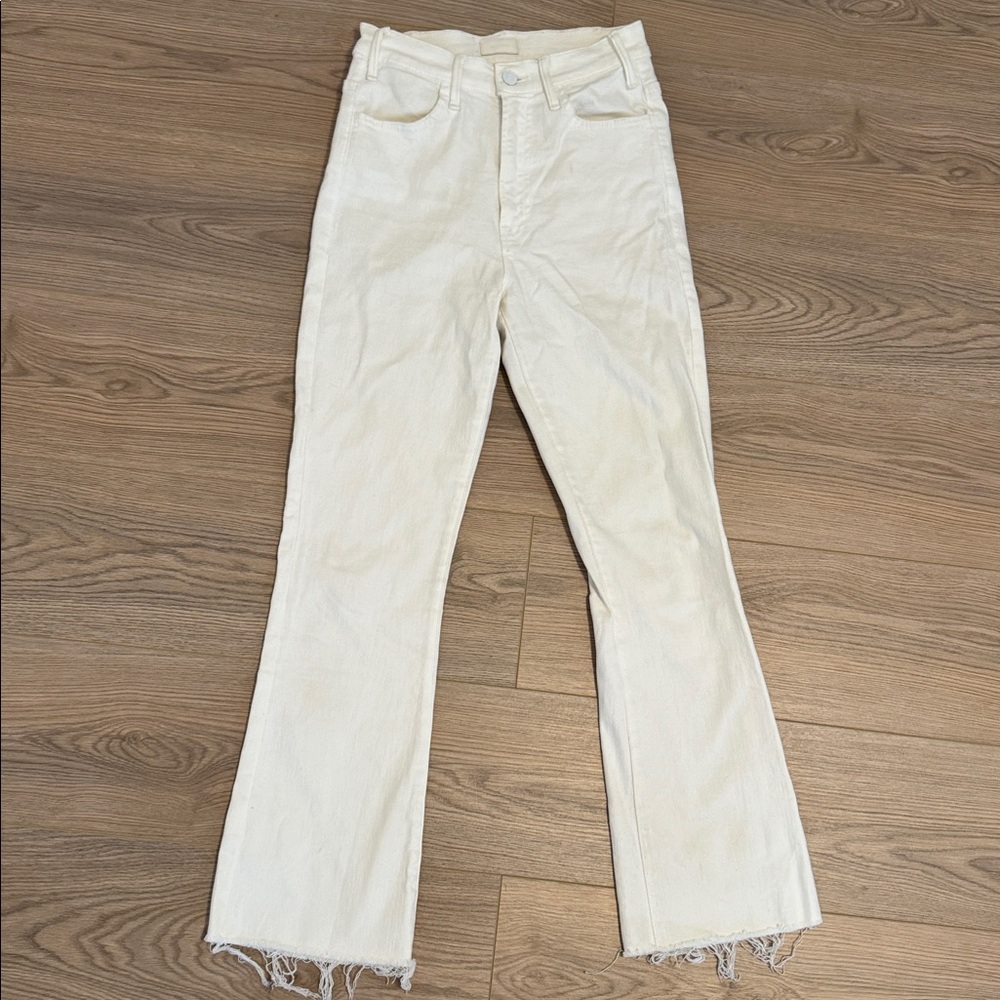 MOTHER Women's white Hustler Ankle Fray Jeans